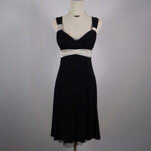 Sequin Hearts Black Satin Trim Cocktail Dress Size S Made in USA